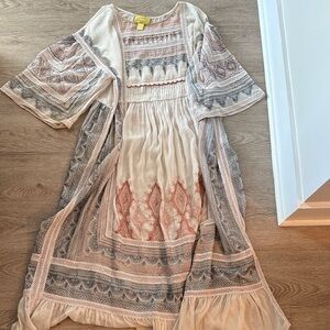 Anthropologie Maeve Bohemian Maxi Dress with Bell Sleeves